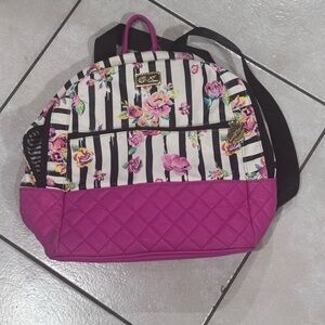 Betsey Johnson Pink and Black Floral Backpack